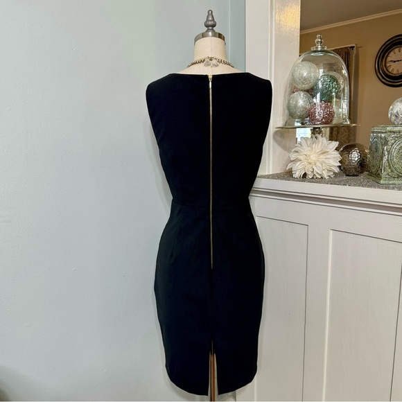 Express Black Stretch Sheath Dress with Exposed Gold Zipper Size 8 - Picture 6 of 10